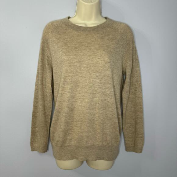 Madeleine Thompson Cashmere Crew Neck Sweater Tan Soft Luxury Small - Picture 2 of 8